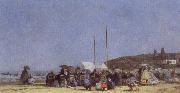 Eugene Boudin Beach Scene oil